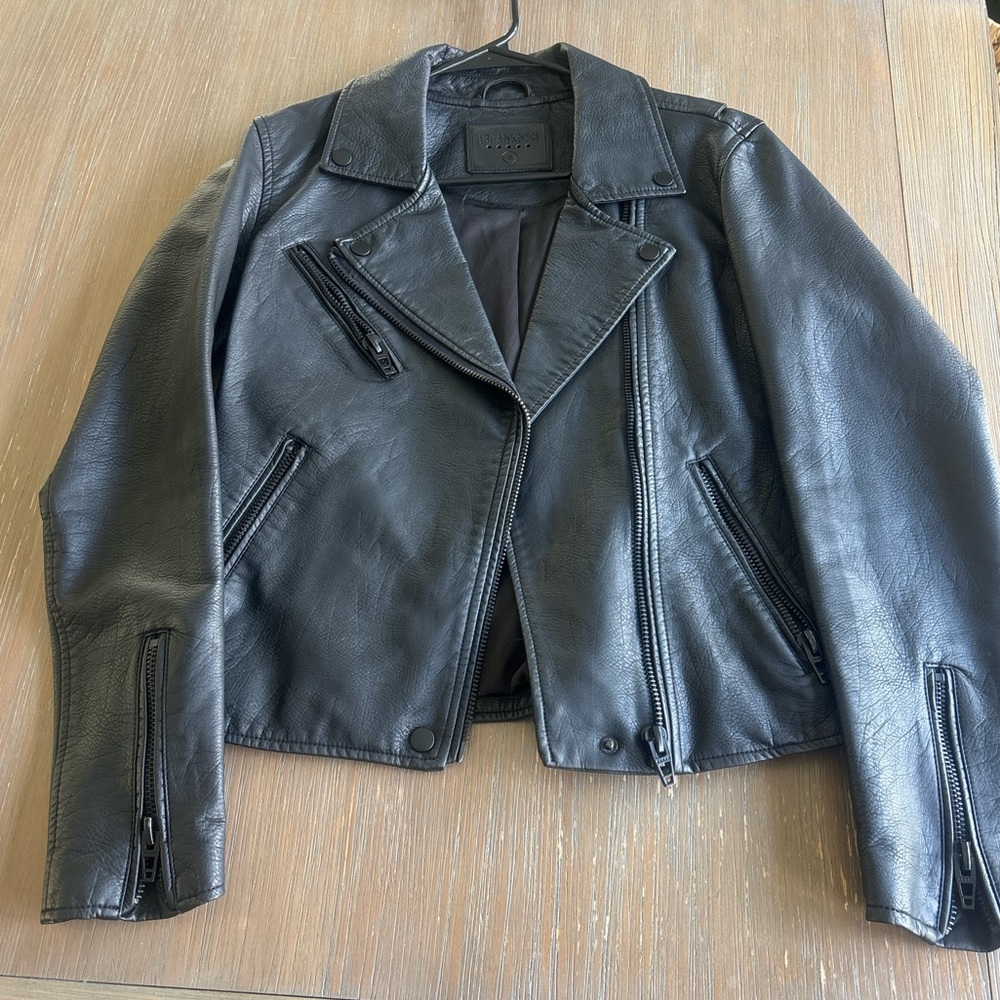 Blank NYC black faux leather moto jacket